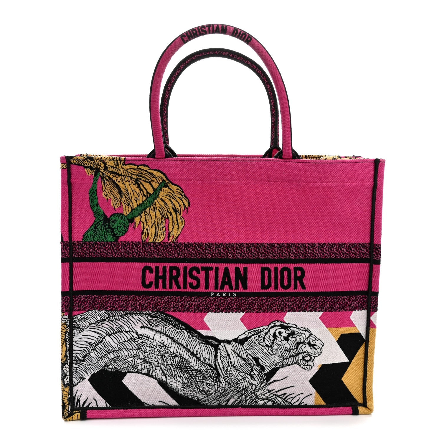 Canvas Embroidered Large Jungle Pop Book Tote Fuchsia Multicolor £¨ Direct shipment via from wholesalehk.shop