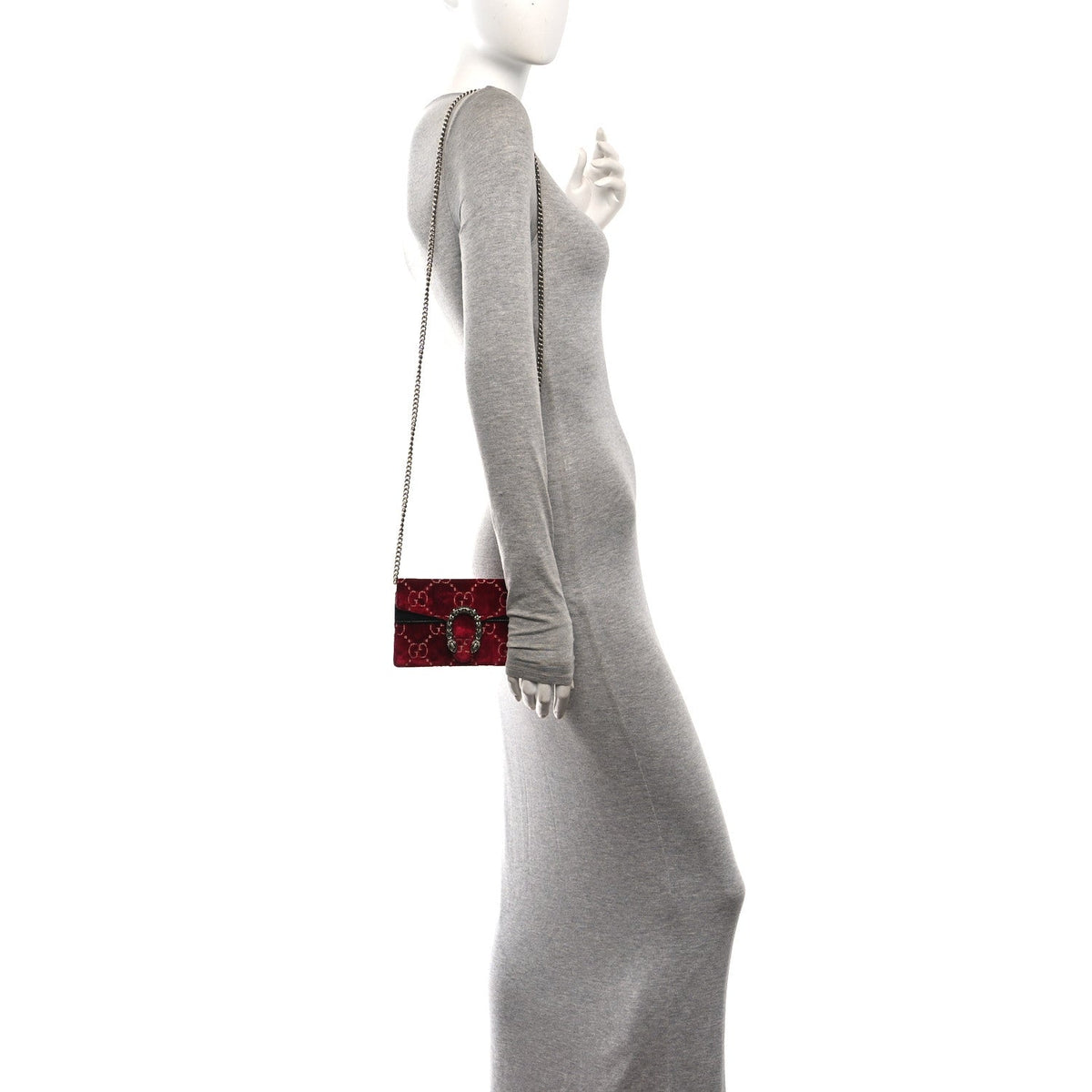 Velvet GG Monogram Super Mini Dionysus Shoulder Bag Red Cipria Black wholesalehk.shop