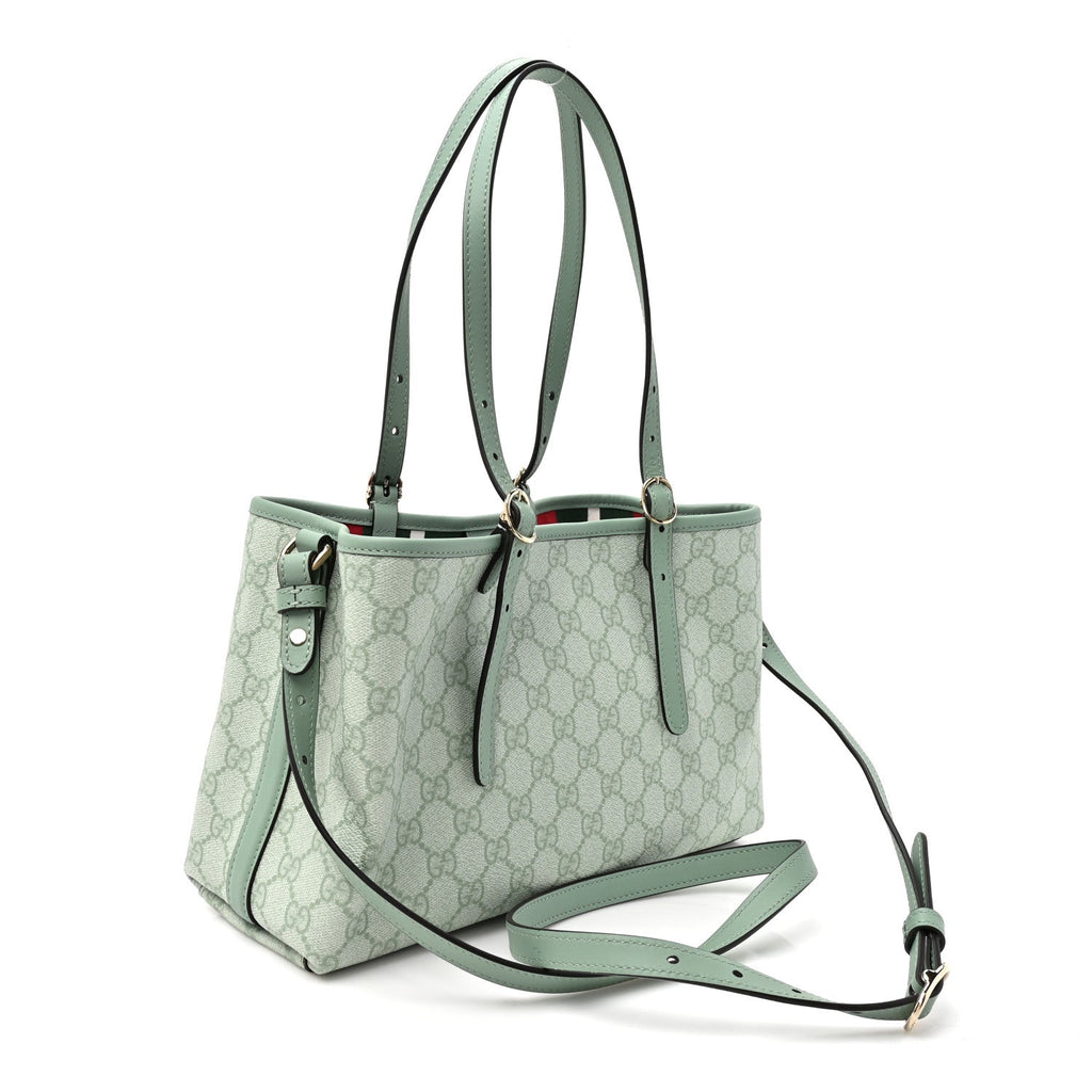 GG Supreme Monogram Emblem Medium Tote Bag Sage Green wholesalehk.shop