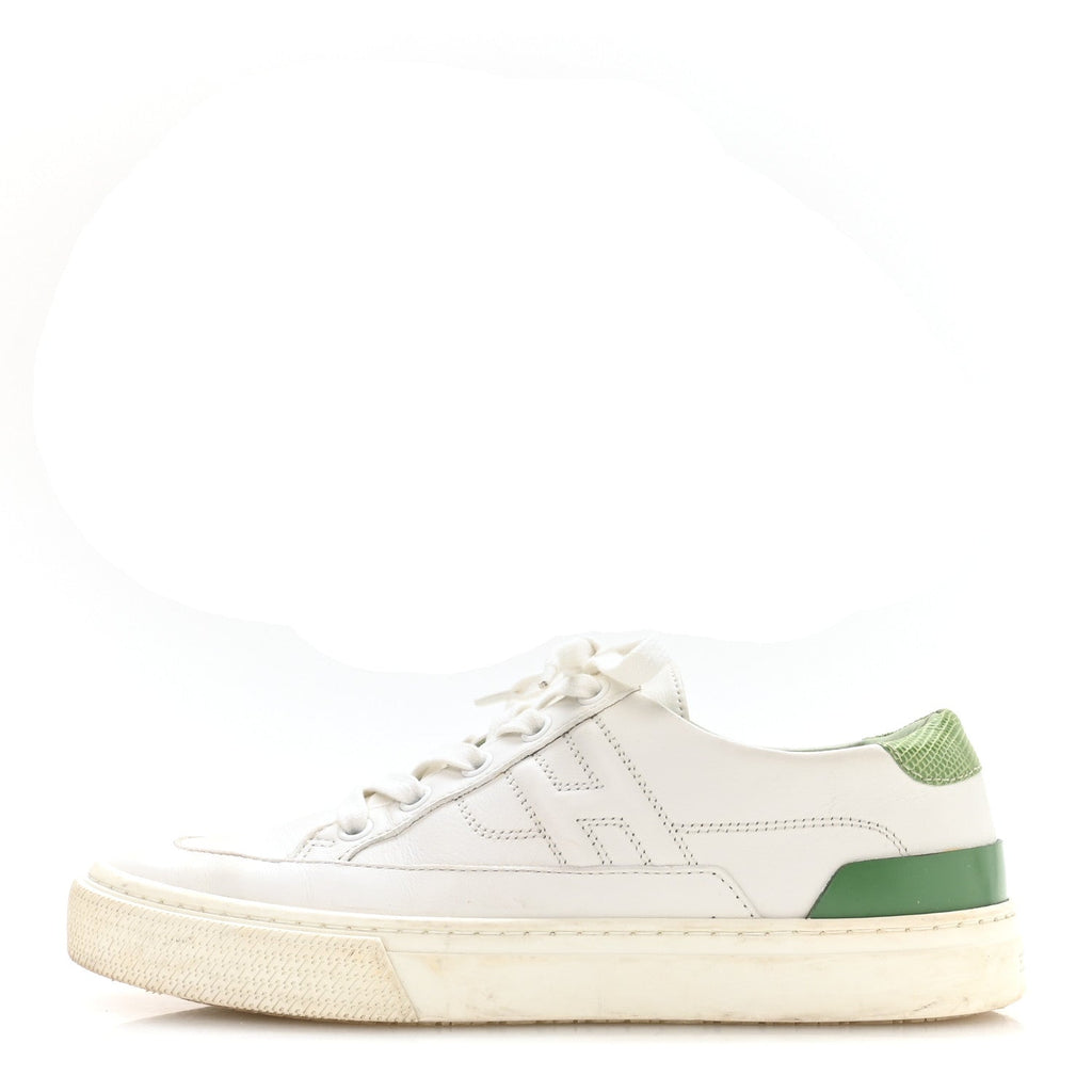 Crocodile Calfskin Deep Sneakers 37.5 White Vert Jade wholesalehk.shop