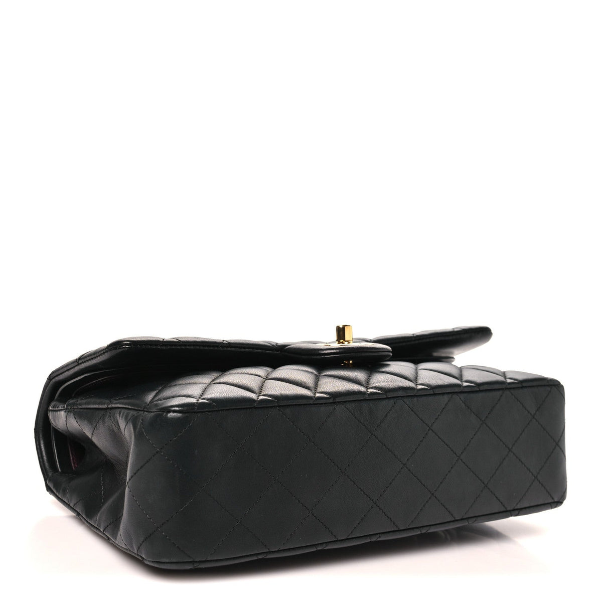 Lambskin Quilted Medium Double Flap Black wholesalehk.shop