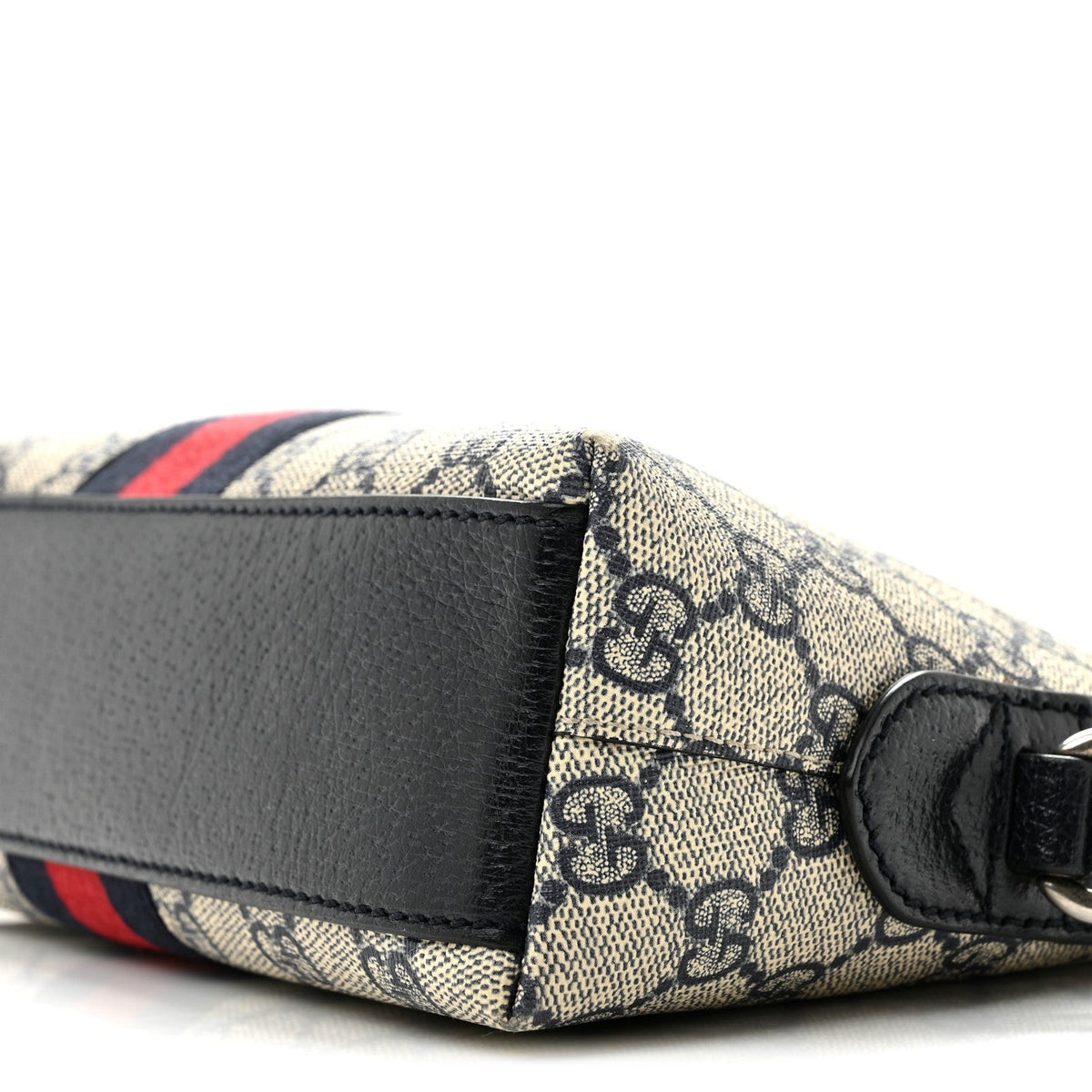 GG Supreme Monogram Textured Dollar Calfskin Web Small Ophidia Dome Shoulder Bag Beige Blue wholesalehk.shop