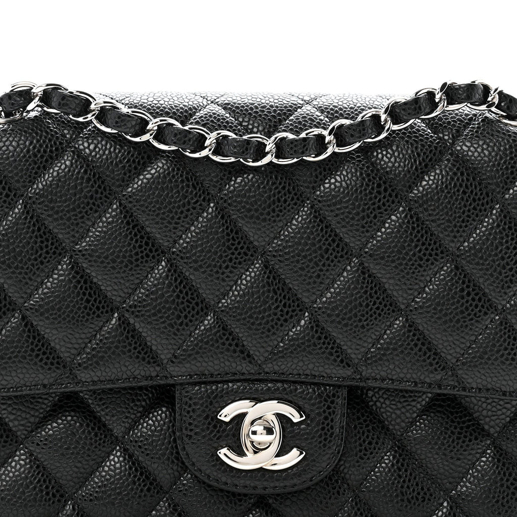 Caviar Quilted Medium Double Flap Black wholesalehk.shop
