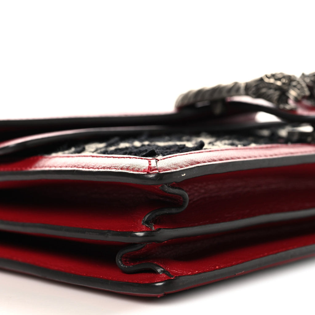 Tweed GG Monogram Small Dionysus Shoulder Bag Black White Romantic Cherry wholesalehk.shop