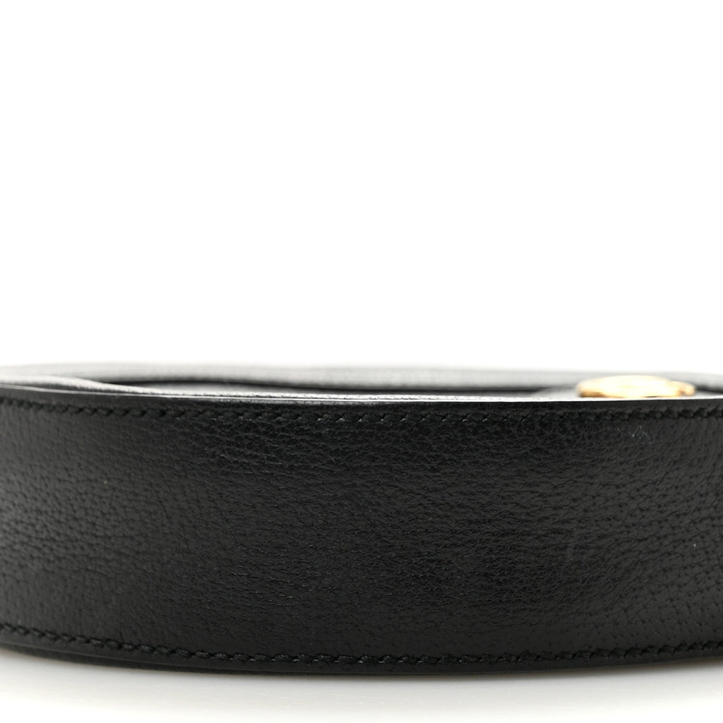 Grained Calfskin Web Mini Ophidia Round Shoulder Bag Black wholesalehk.shop