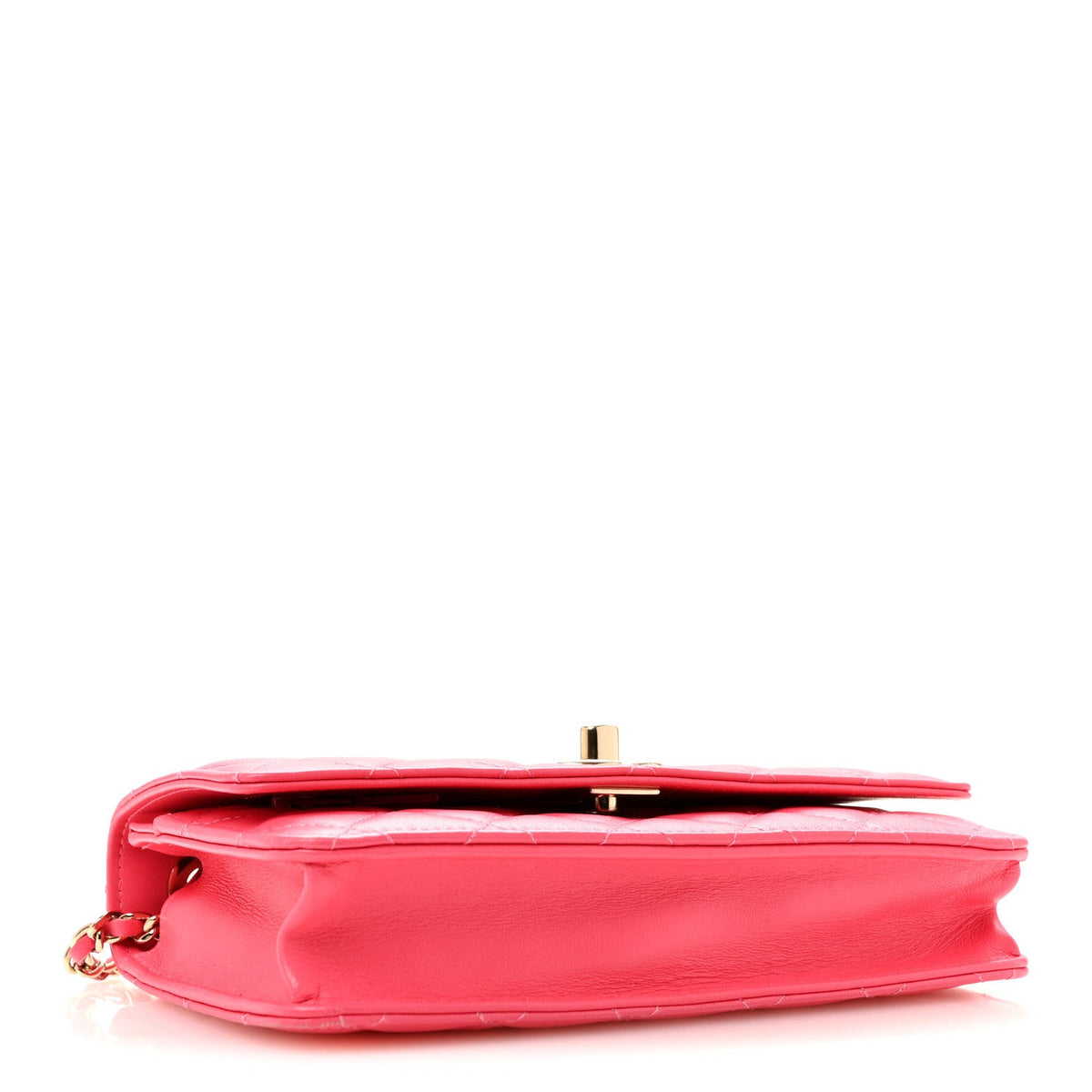 Lambskin Quilted Trendy CC Wallet On Chain WOC Pink wholesalehk.shop
