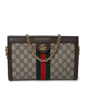 GG Supreme Monogram Web Small Ophidia Chain Shoulder Bag Brown wholesalehk.shop