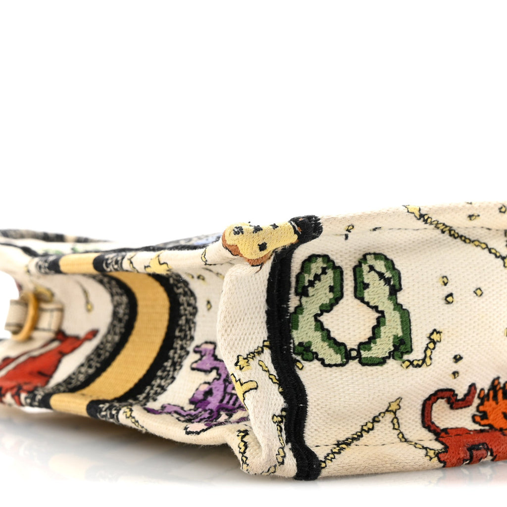 Canvas Embroidered Pixel Zodiac Mini Book Tote Phone Bag Latte Multicolor £¨ Direct shipment via from wholesalehk.shop
