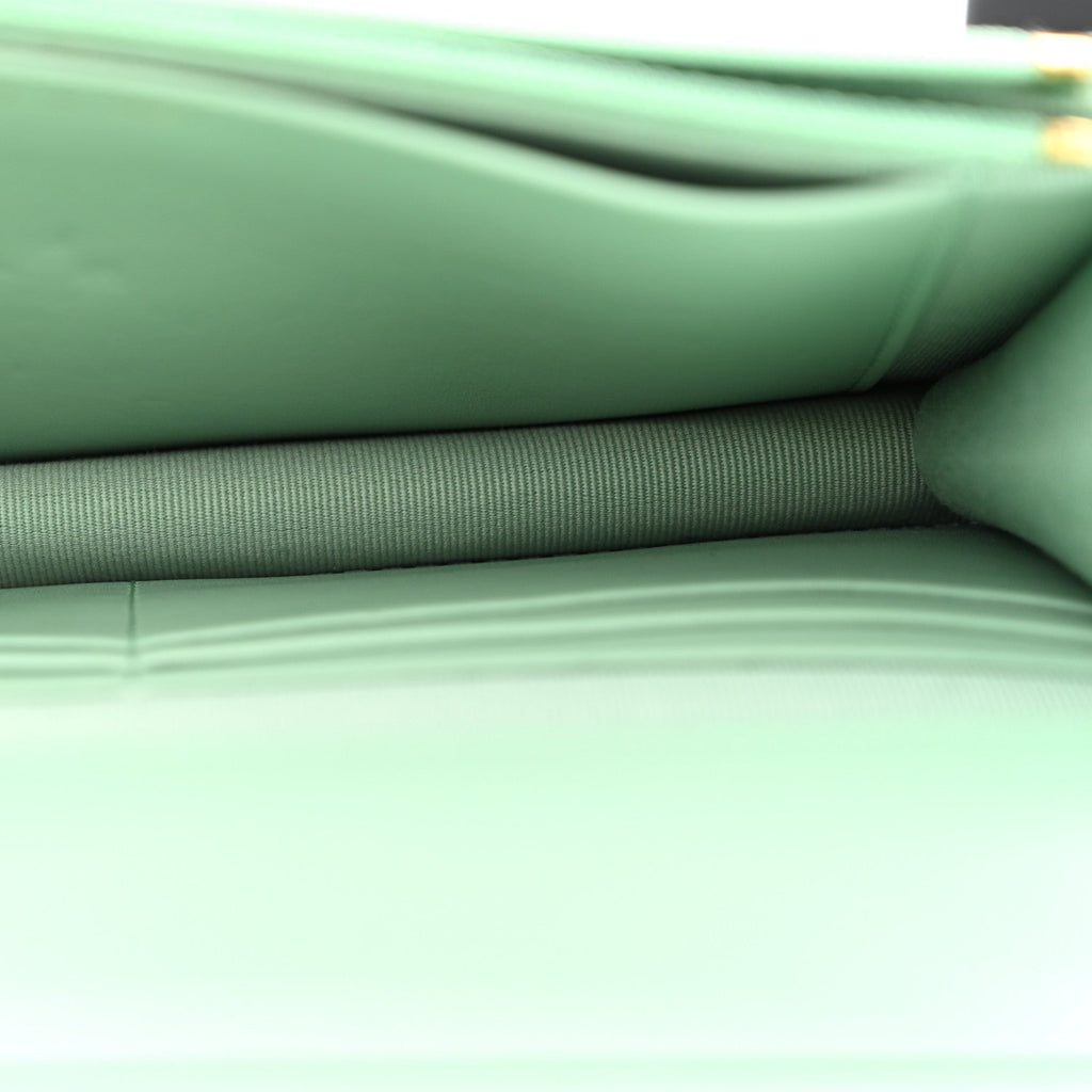Lambskin Quilted Logo WOC Wallet On Chain Green wholesalehk.shop