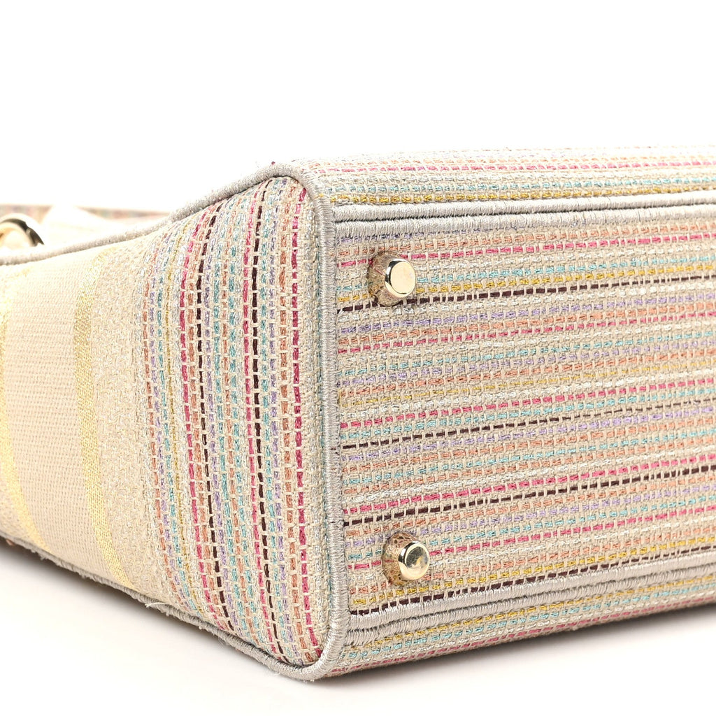 Canvas Embroidered Medium Lady D-Lite Beige Multicolor wholesalehk.shop