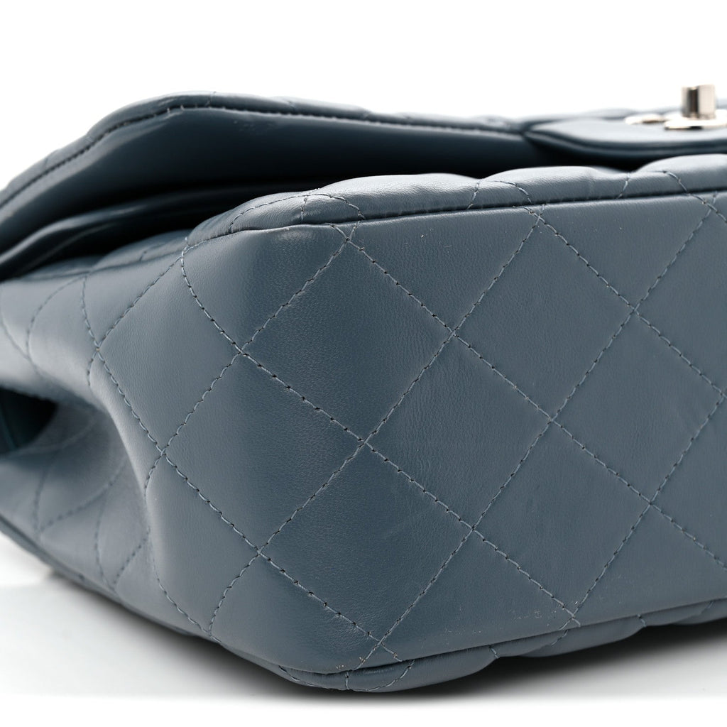 Lambskin Quilted Jumbo Double Flap Dark Blue wholesalehk.shop