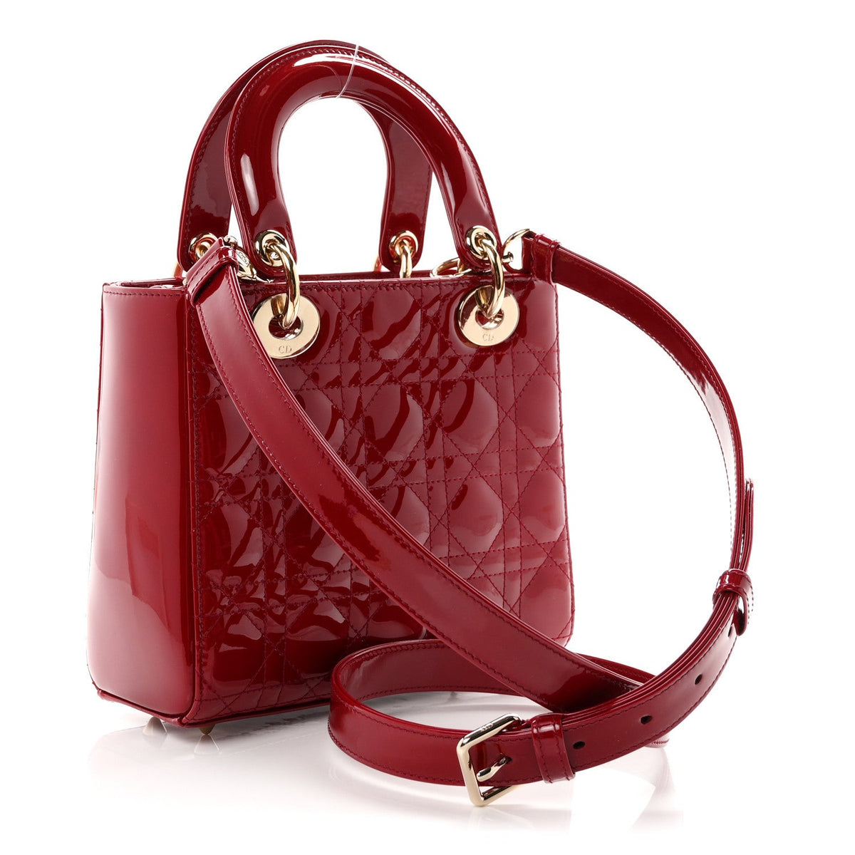 Patent Cannage Small Lady Dior Cherry Red wholesalehk.shop