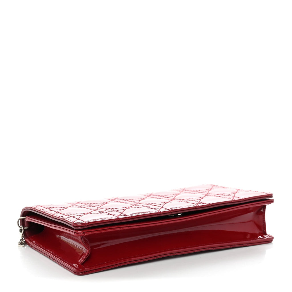 Patent Cannage Lady Dior Clutch Red Red wholesalehk.shop
