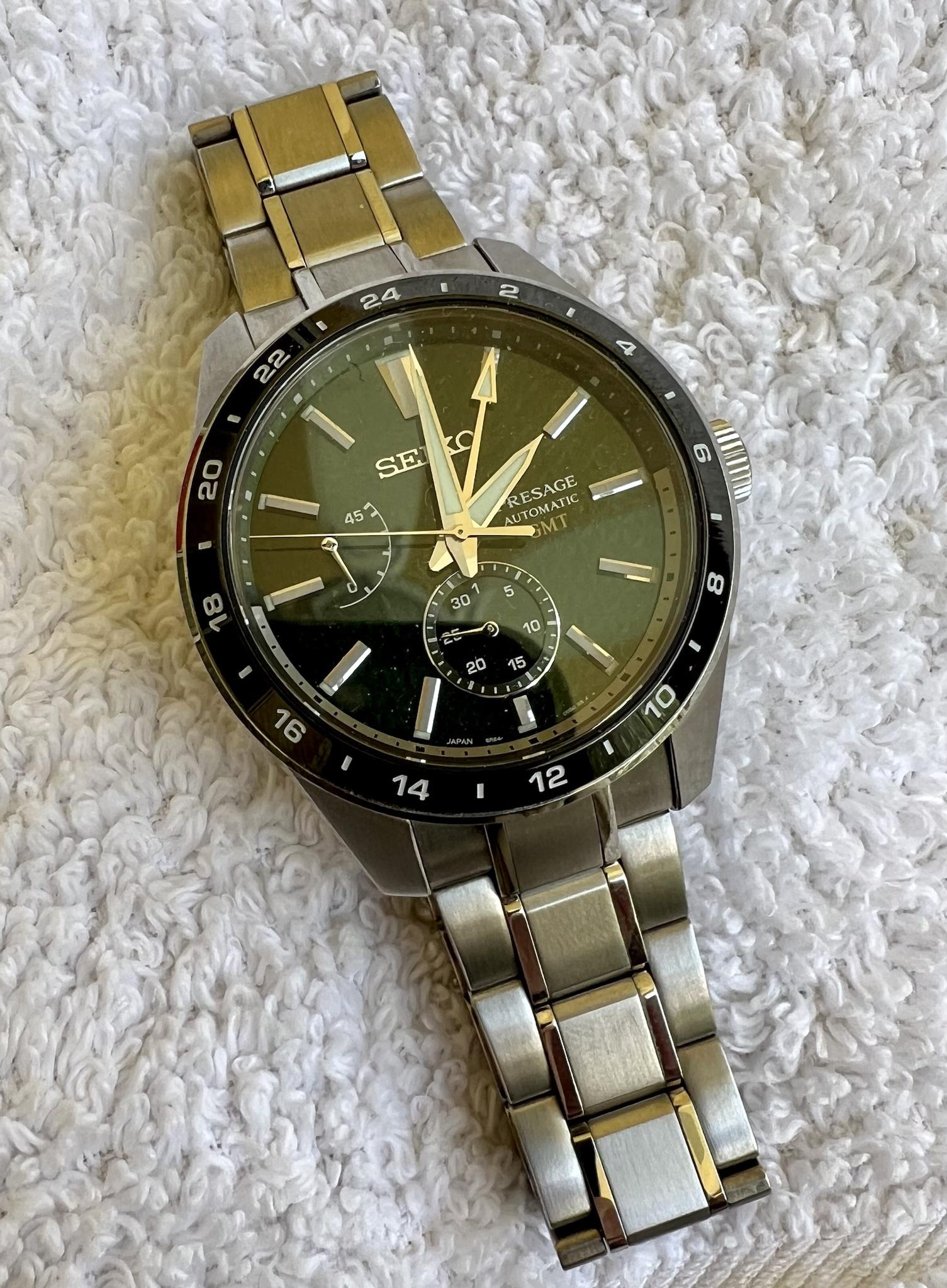 Seiko Presage Sharp Edged Series GMT Green Dial Silver Steel Strap Watch For Men - SPB219J1 wholesalehk.shop