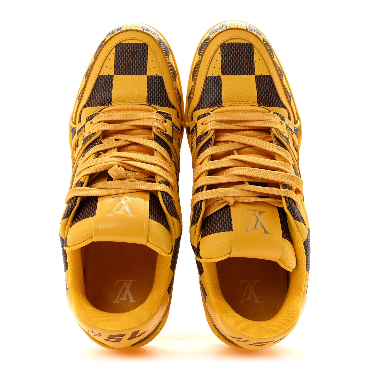 Damier Pop Grained Calfskin Mens LV Trainer Sneakers 8 Jaune Mat £¨ Direct shipment via from wholesalehk.shop