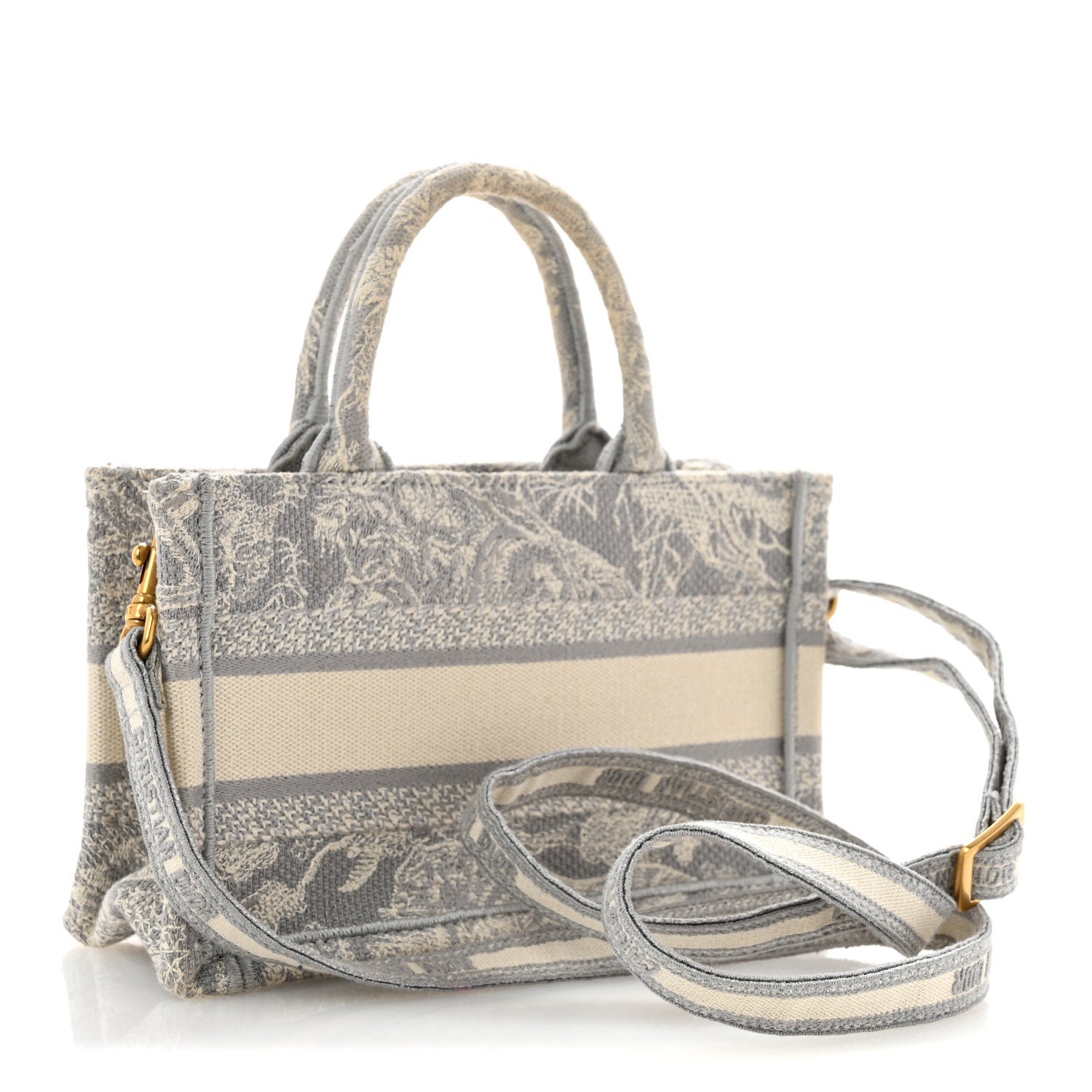 Canvas Embroidered Toile De Jouy Reverse Mini Book Tote With Strap Grey £¨ Direct shipment via from wholesalehk.shop