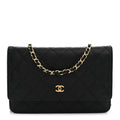 Caviar Quilted Wallet on Chain WOC Black wholesalehk.shop