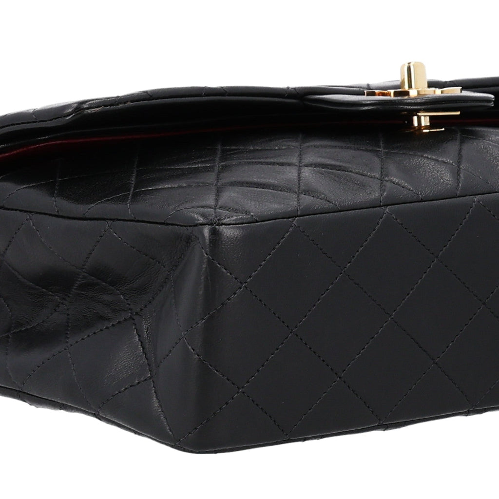 Lambskin Quilted Medium Double Flap Black wholesalehk.shop