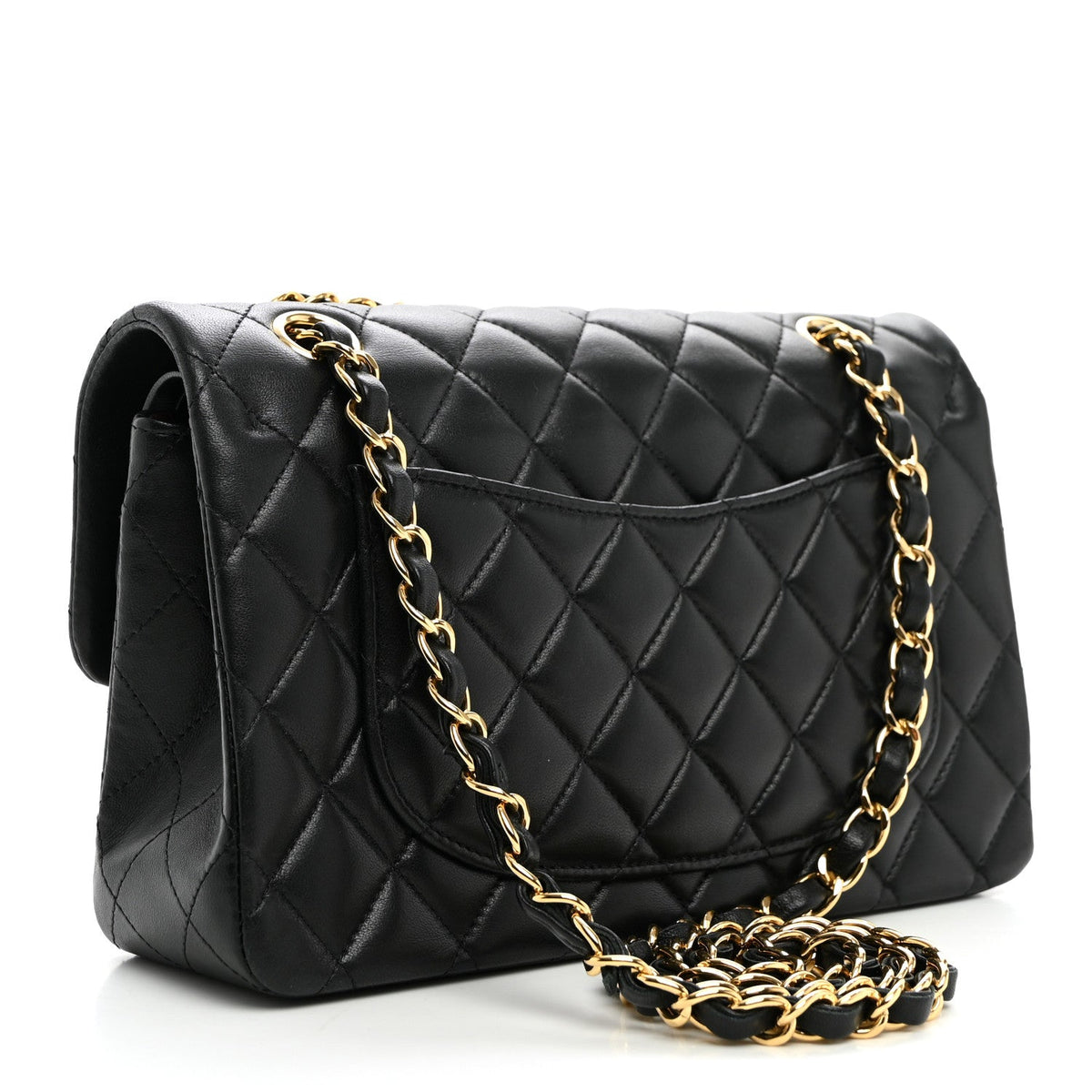 Lambskin Quilted Small Double Flap Black wholesalehk.shop