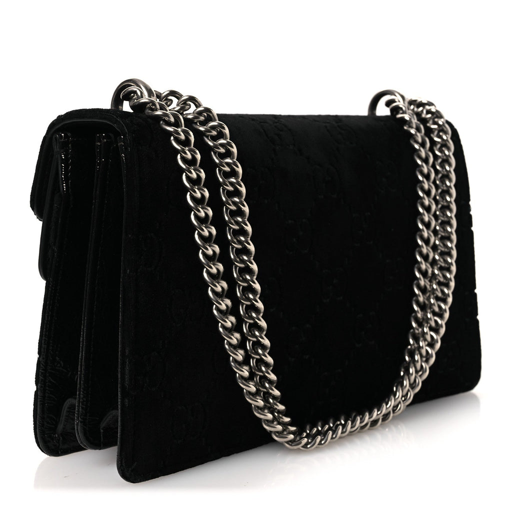 Velvet GG Monogram Small Dionysus Shoulder Bag Black wholesalehk.shop