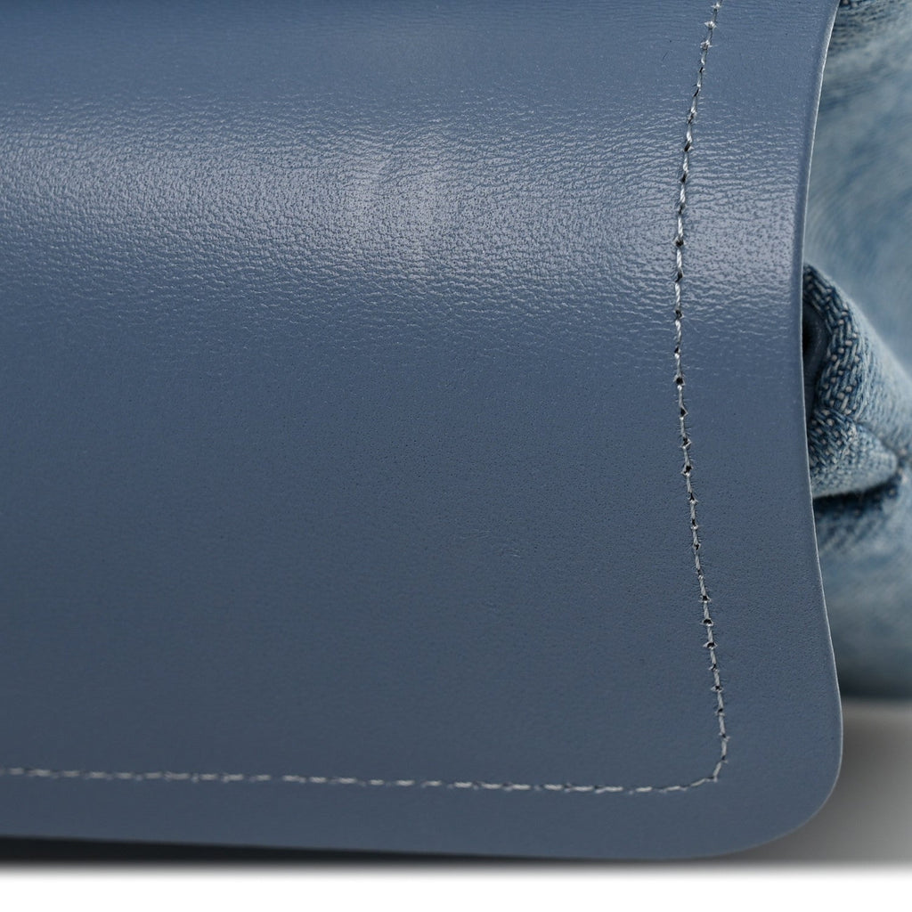 Printed Denim Quilted Small Double Flap Light Blue wholesalehk.shop