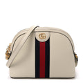 Textured Dollar Calfskin Web Small Ophidia Dome Shoulder Bag Mystic White wholesalehk.shop