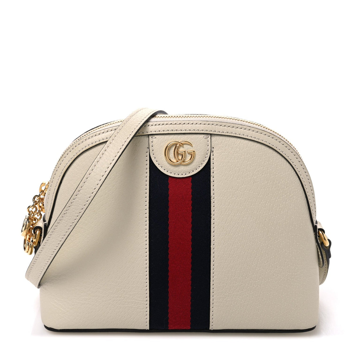 Textured Dollar Calfskin Web Small Ophidia Dome Shoulder Bag Mystic White wholesalehk.shop