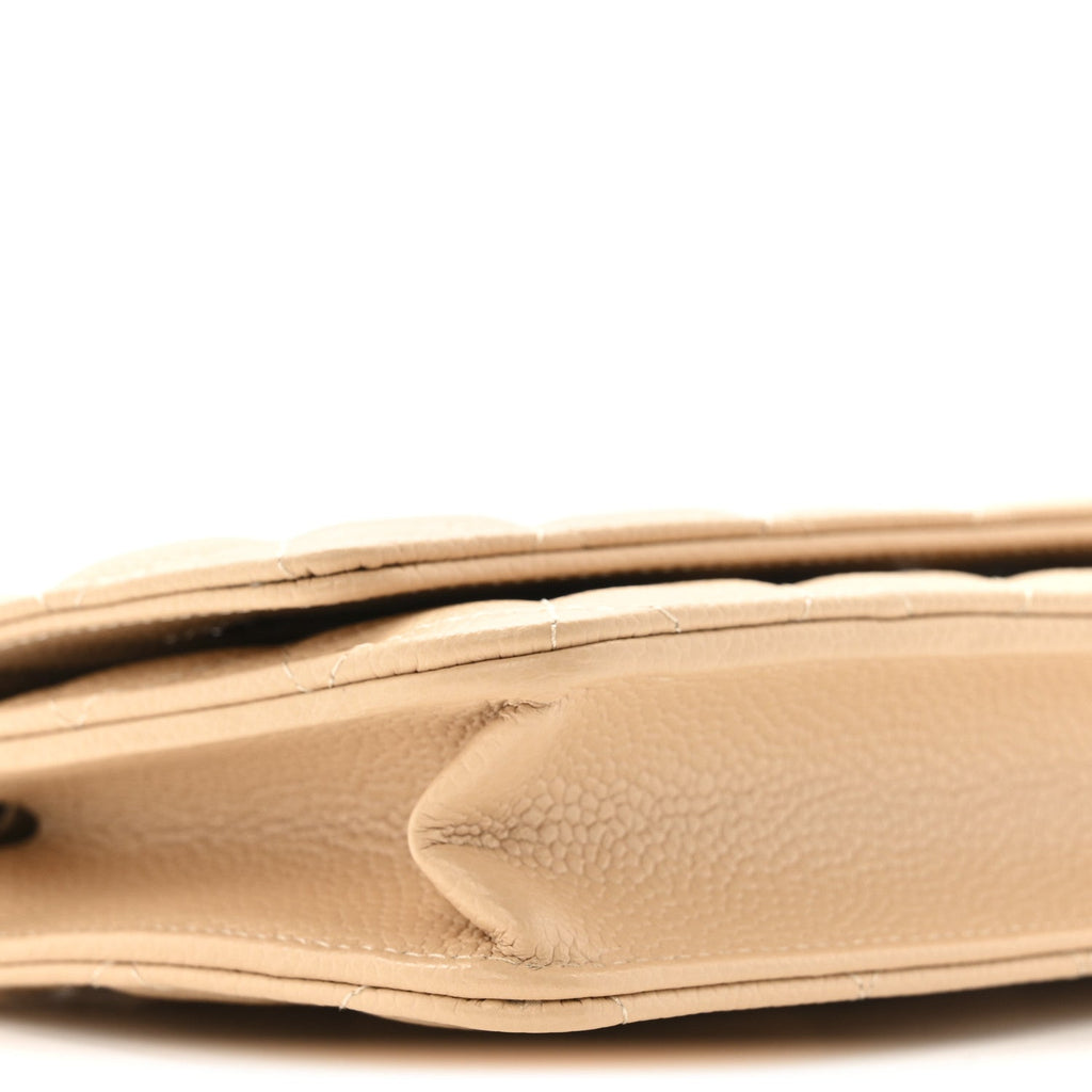 Caviar Quilted Wallet on Chain WOC Beige wholesalehk.shop