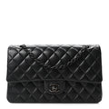 Lambskin Quilted Medium Double Flap So Black wholesalehk.shop