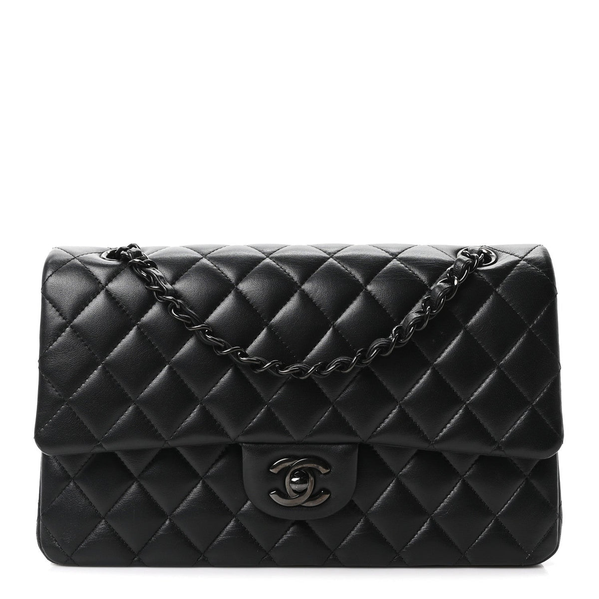 Lambskin Quilted Medium Double Flap So Black wholesalehk.shop