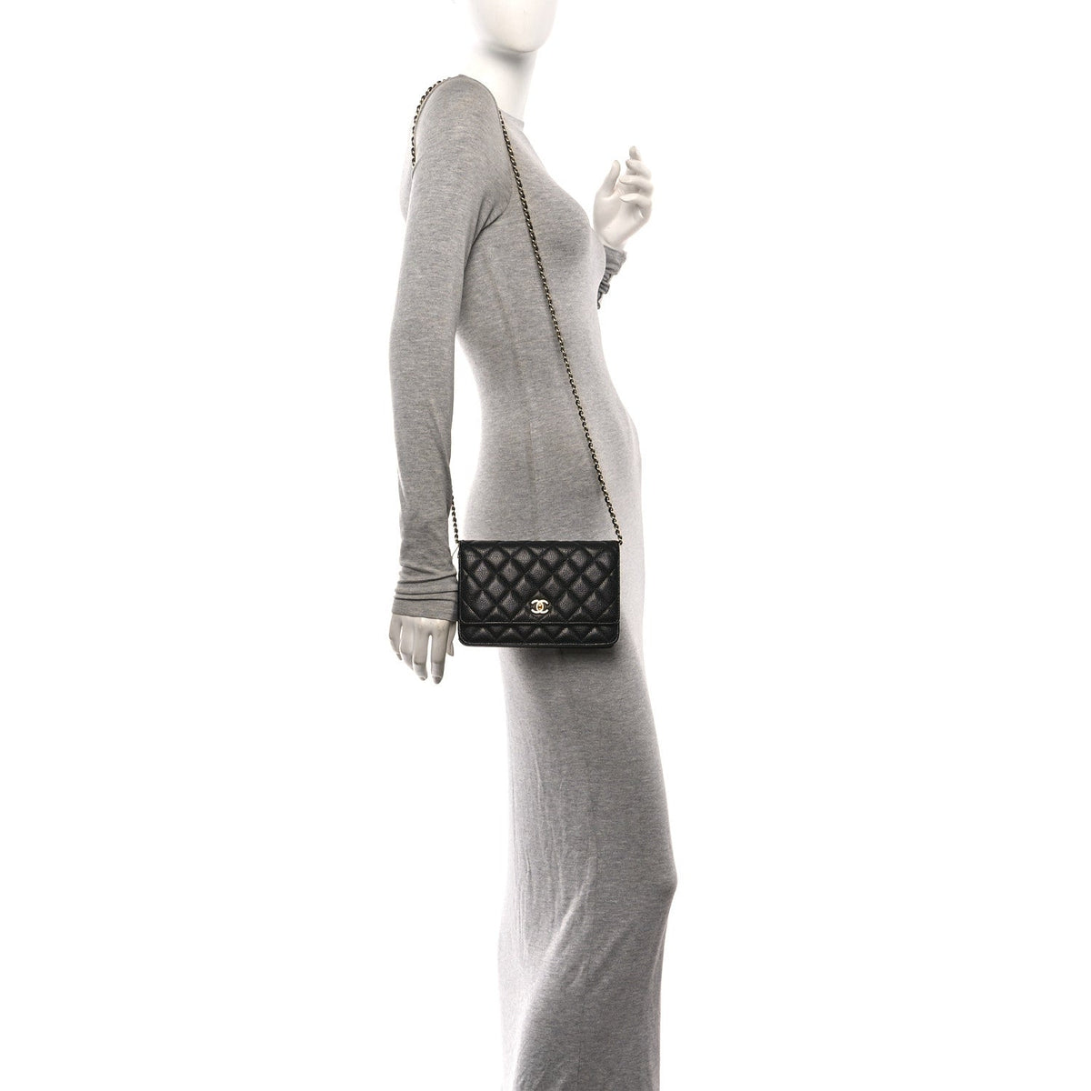 Caviar Quilted CC Turnlock Wallet On Chain WOC Black wholesalehk.shop