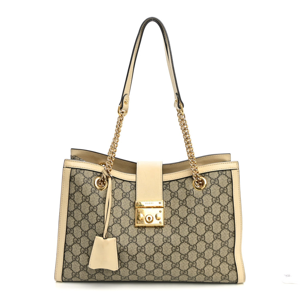 GG Supreme Monogram Medium Padlock Tote White £¨ Direct shipment via from wholesalehk.shop