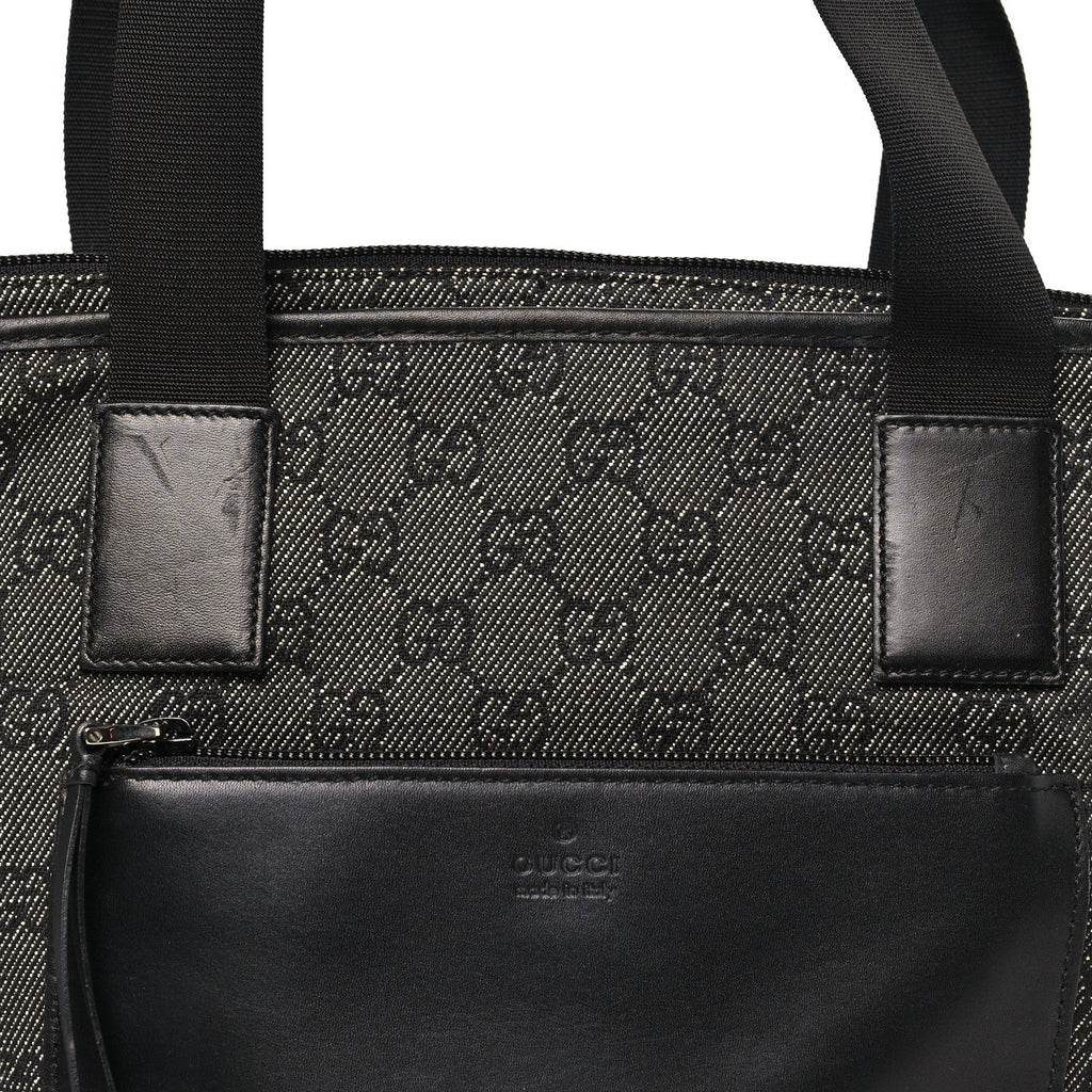 Denim Monogram Tote Bag Black wholesalehk.shop