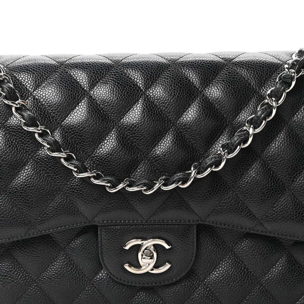 Caviar Quilted Jumbo Double Flap Black wholesalehk.shop