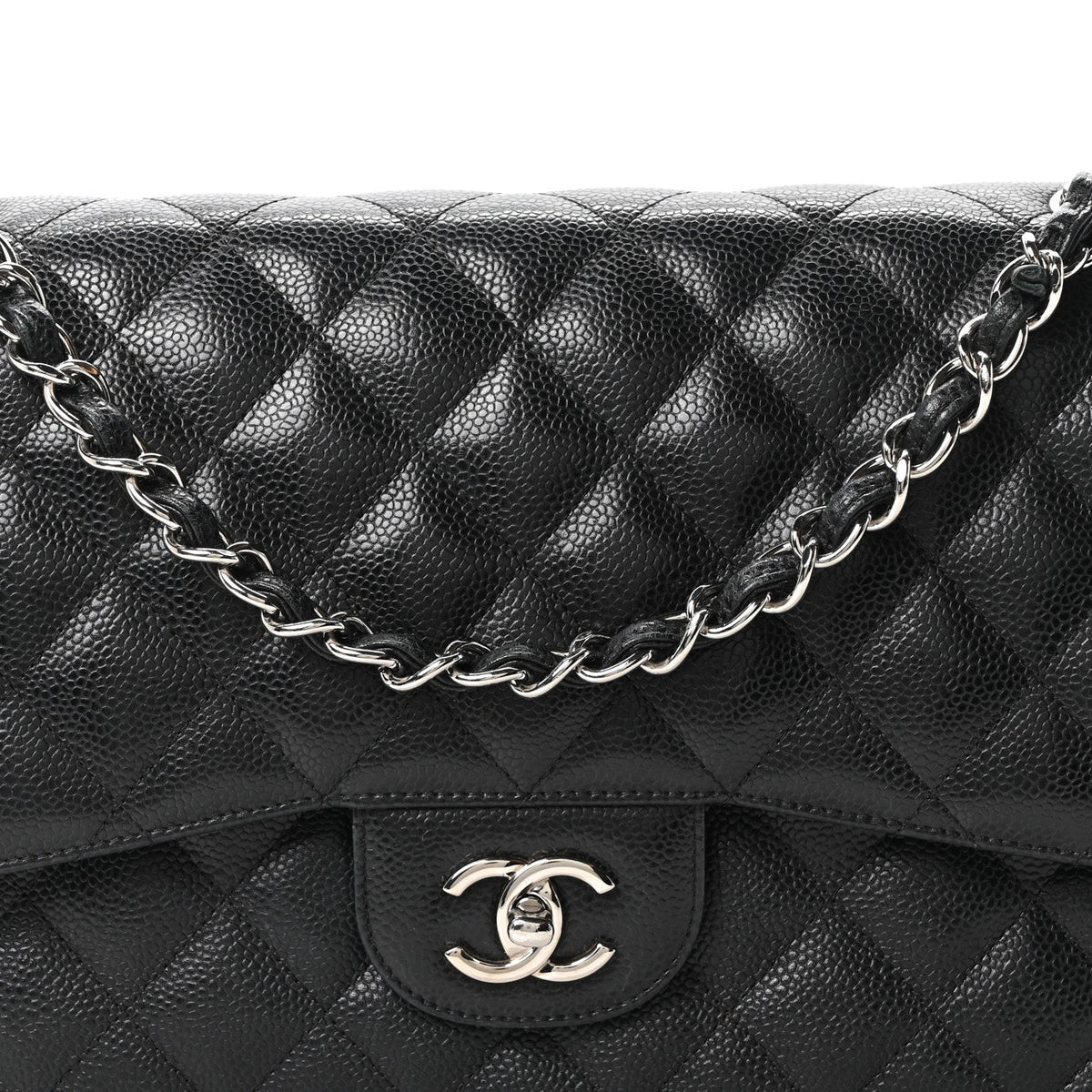 Caviar Quilted Jumbo Double Flap Black wholesalehk.shop