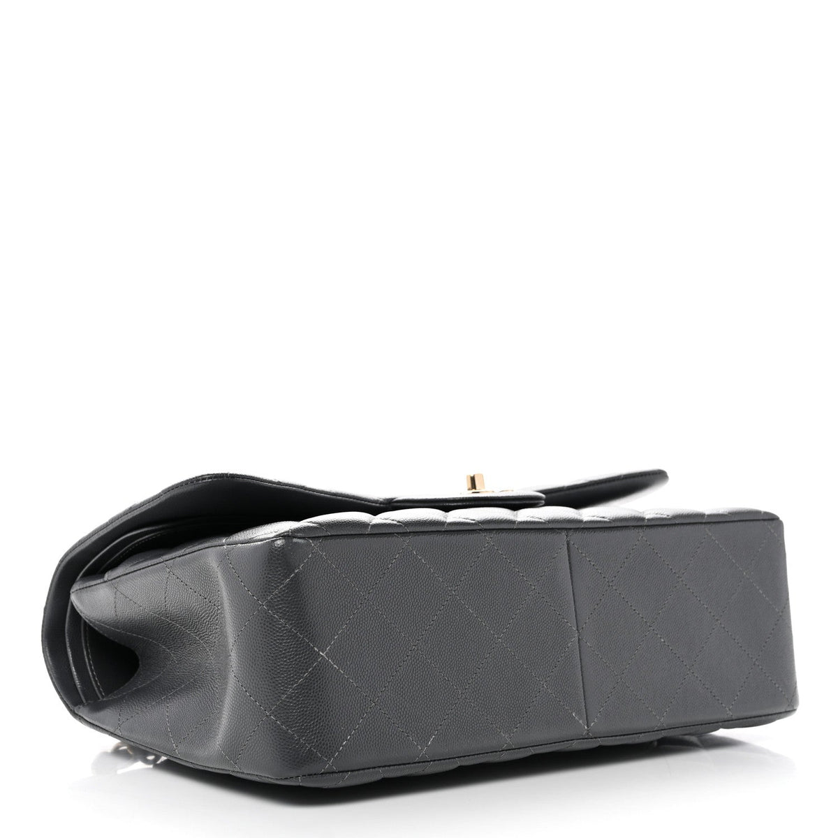 Caviar Quilted Jumbo Double Flap Dark Grey wholesalehk.shop