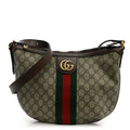 GG Supreme Monogram Web Small Ophidia Half Moon Hobo Brown wholesalehk.shop
