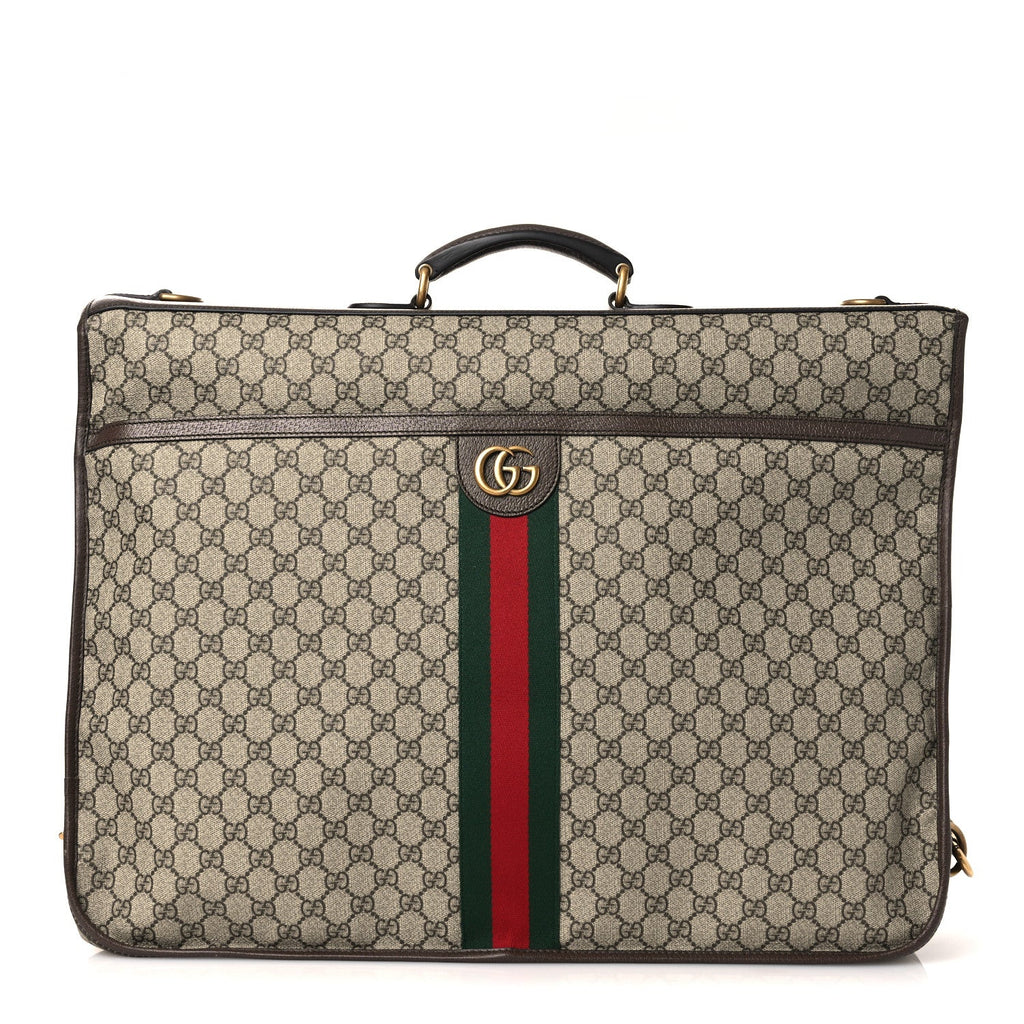 GG Supreme Monogram Textured Dollar Calfskin Web Ophidia Savoy Garment Bag Beige Ebony New Acero wholesalehk.shop