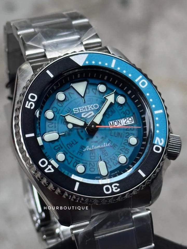 Seiko 5 Sports SKX Skeleton Green Dial Silver Steel Strap Watch For Men - SRPJ45K1 wholesalehk.shop