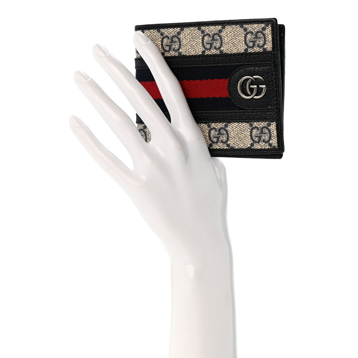 GG Supreme Monogram Web Mens Ophidia Bi-Fold Coin Wallet Beige Blue wholesalehk.shop