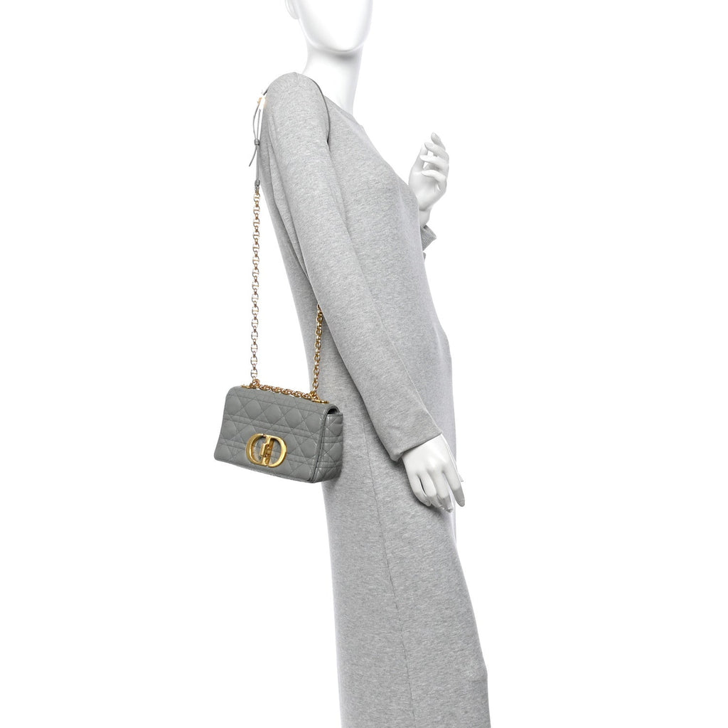 Calfskin Cannage Small Caro Bag Grey wholesalehk.shop