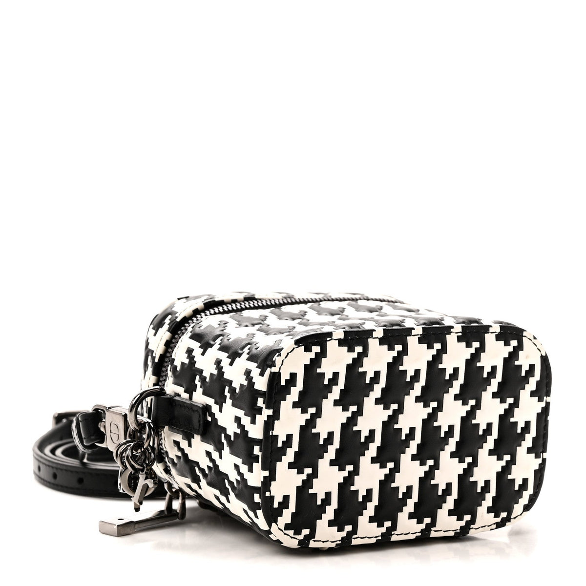 Calfskin Macro Houndstooth Embossed Micro Lady Dior Vanity Case Black White wholesalehk.shop