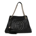Pebbled Calfskin Medium Soho Chain Shoulder Bag Black wholesalehk.shop