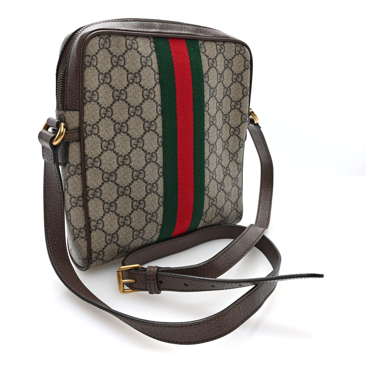 GG Supreme Monogram Web Small Ophidia Messenger Bag Brown wholesalehk.shop