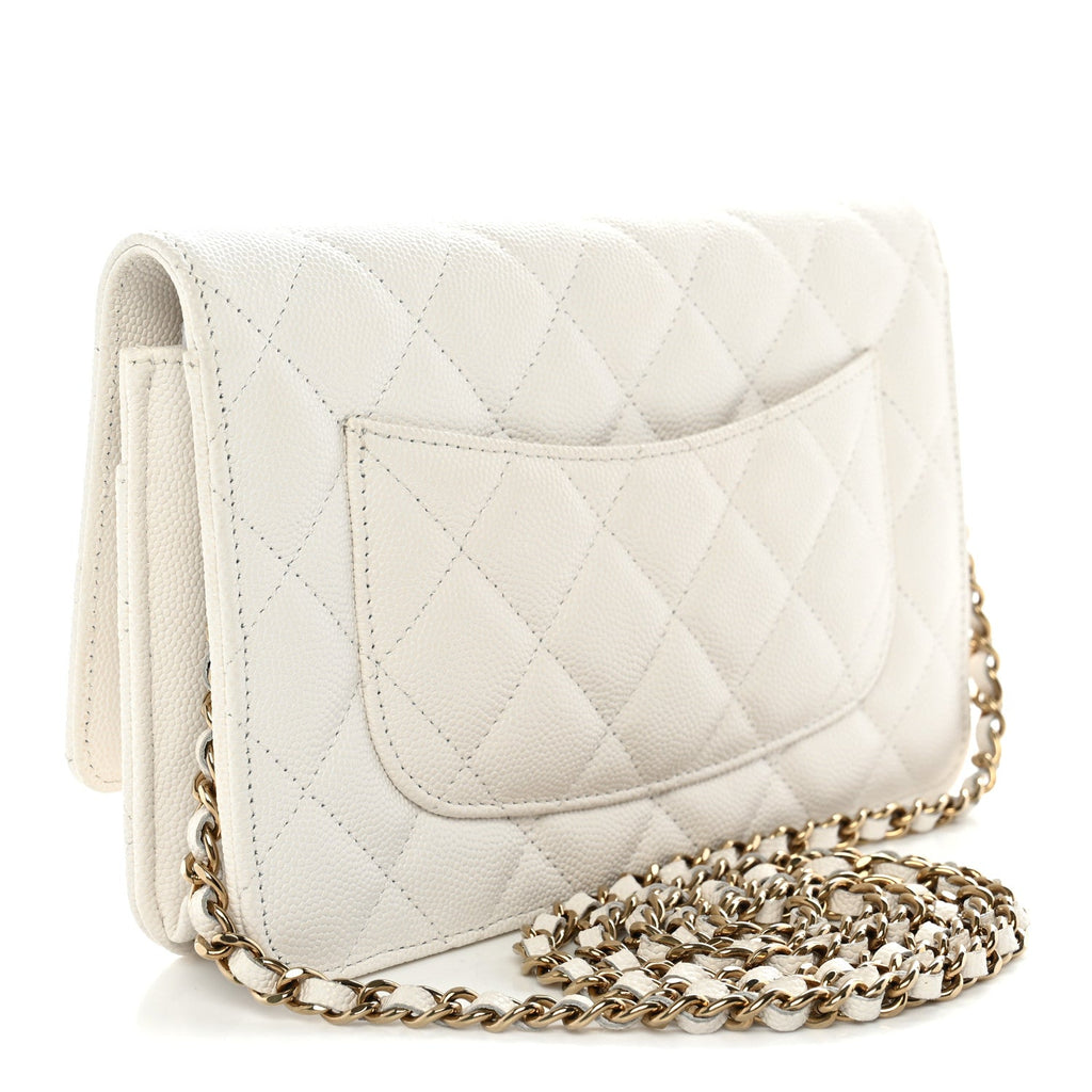 Caviar Quilted Wallet on Chain WOC White wholesalehk.shop