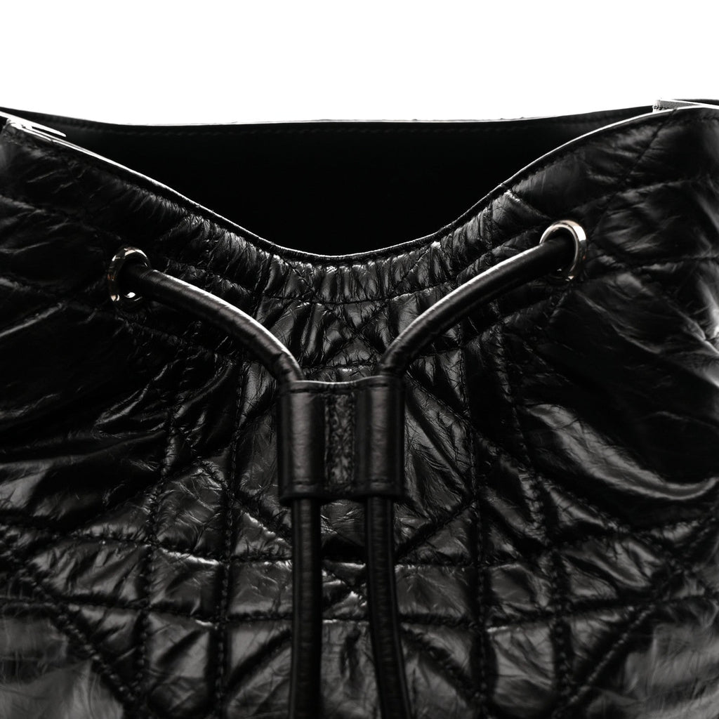 Crinkled Calfskin Macrocannage Medium D-Motion Bag Black wholesalehk.shop