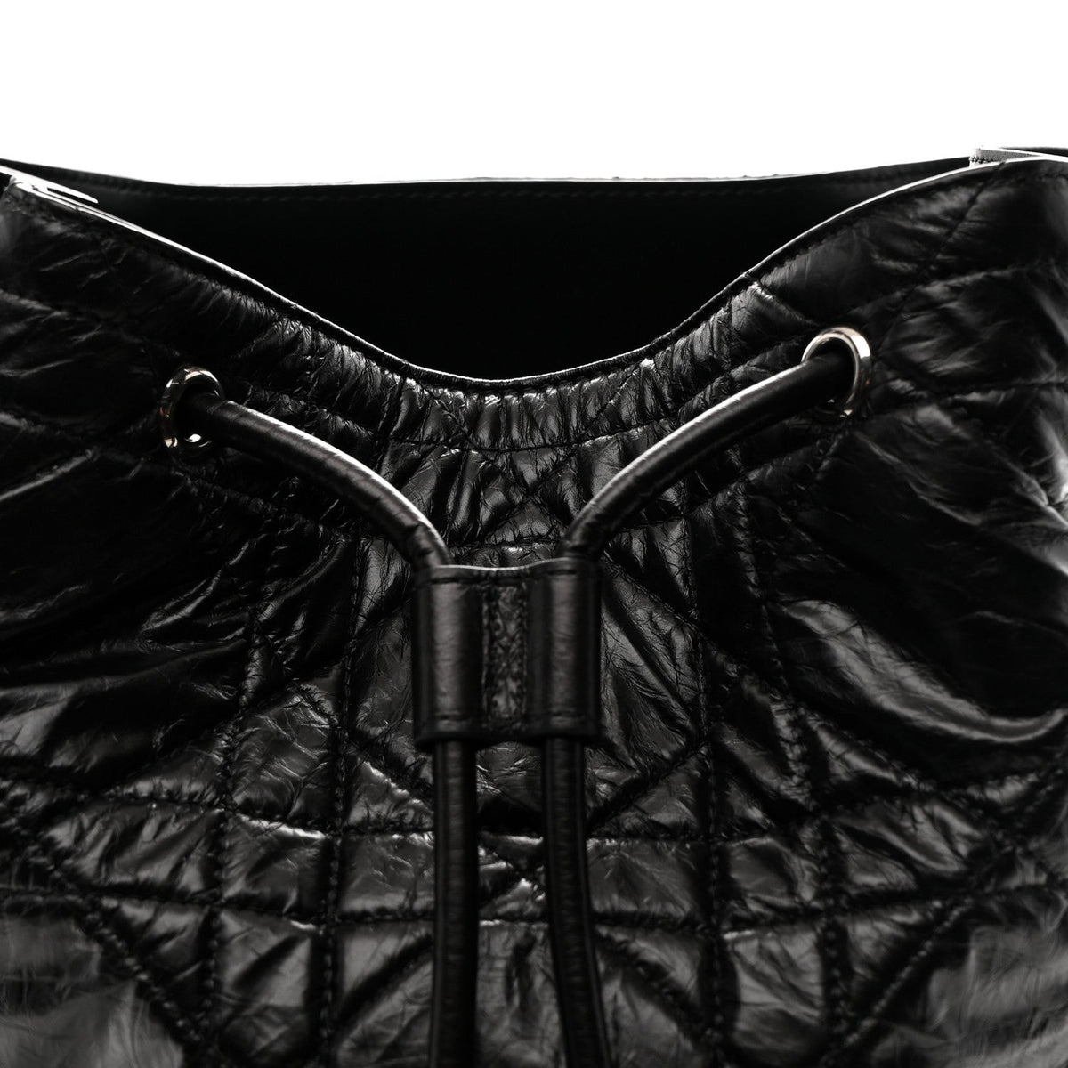 Crinkled Calfskin Macrocannage Medium D-Motion Bag Black wholesalehk.shop