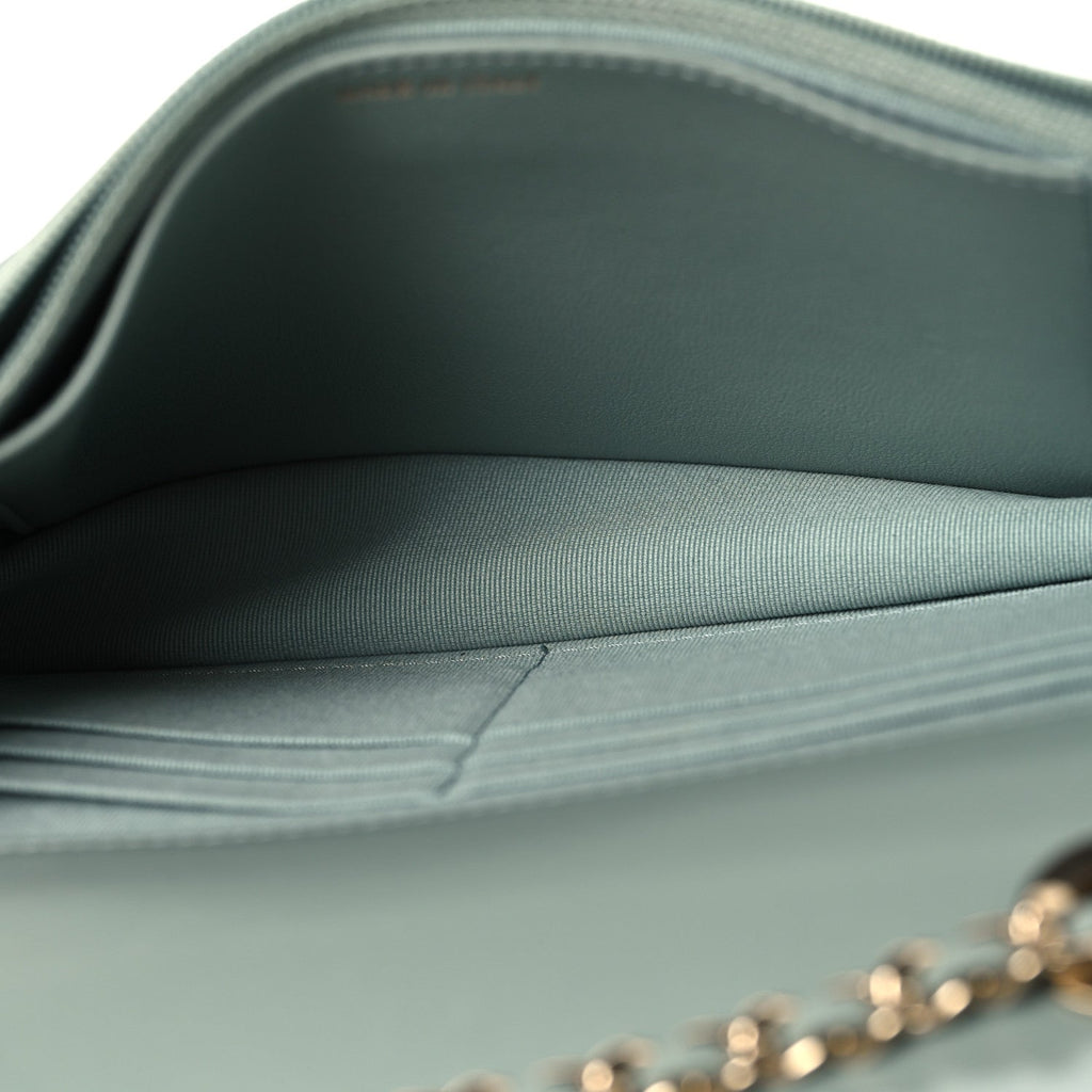 Lambskin Quilted Trendy CC Wallet On Chain WOC Light Blue wholesalehk.shop