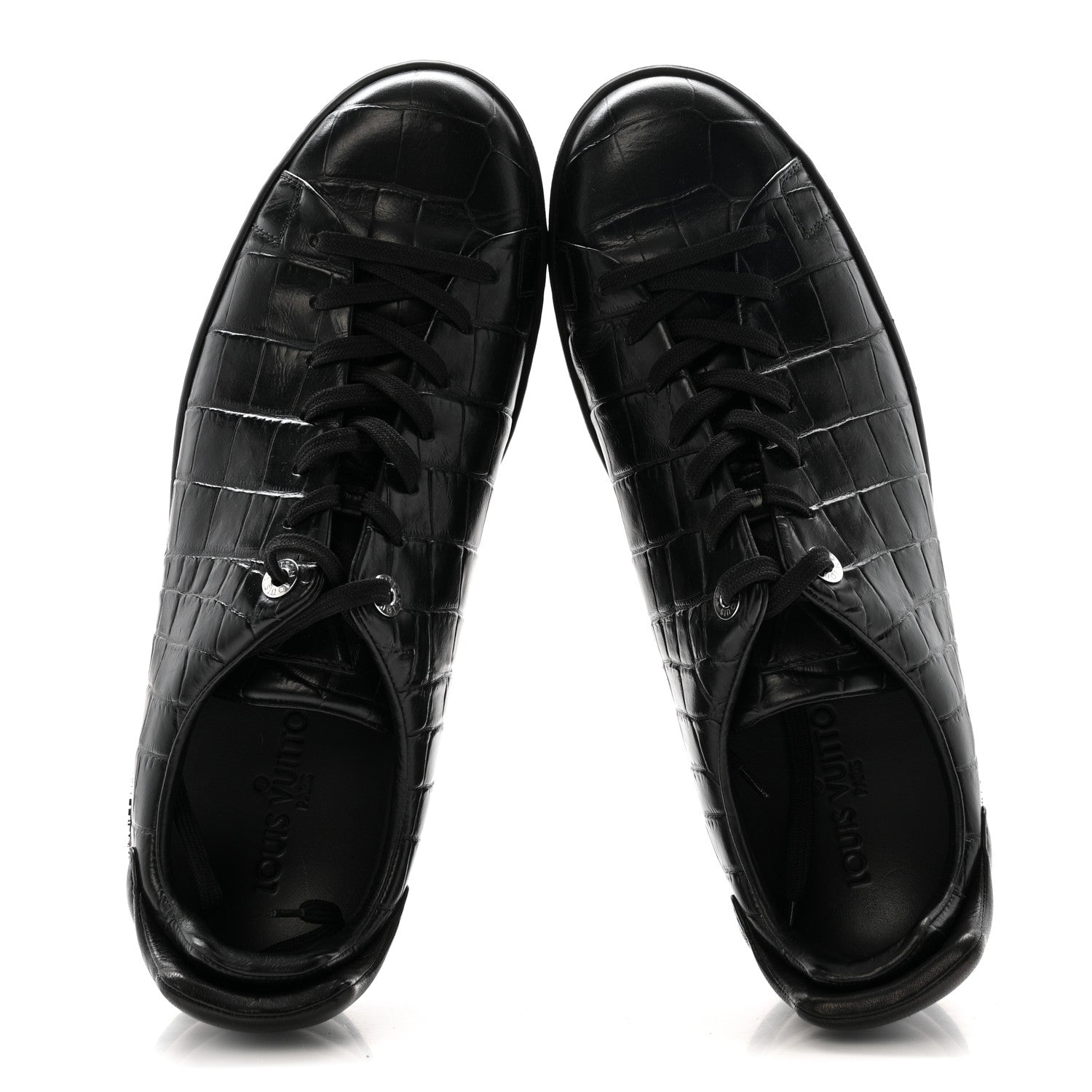 Calfskin Crocodile Embossed Frontrow Mens Sneakers 8 Black £¨ Direct shipment via from wholesalehk.shop