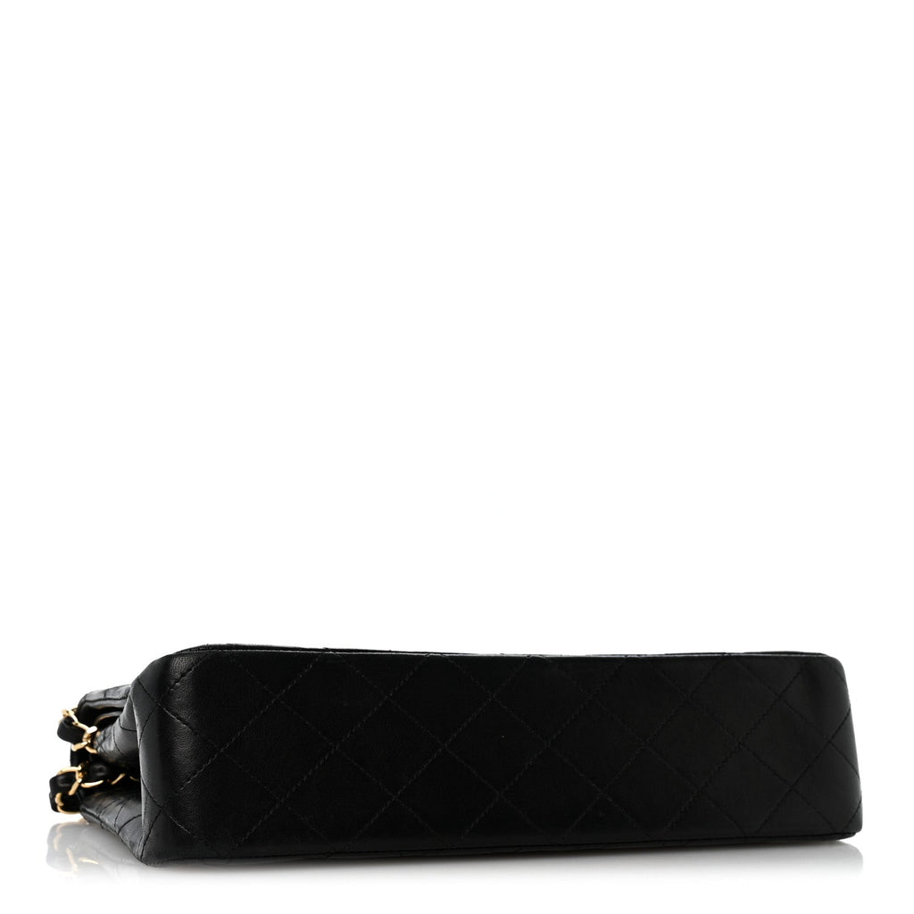 Lambskin Quilted Medium Double Flap Black wholesalehk.shop